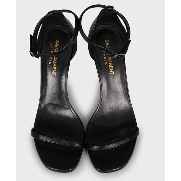 Saint Laurent Black Leather Stiletto Heels Size 37.5 - Picture 2 of 5